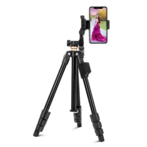 QZSD Lightweight Phone Tripod Camera Tripod 122cm Extendable Adjustable Smartphone Tripod with Wireless Remote and Phone